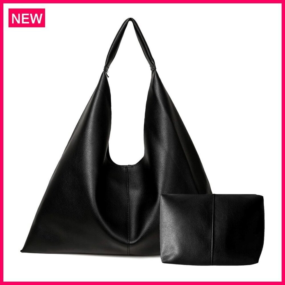 Oversized Vegan Leather Tote Bag for Women Work Travel Large Hobo